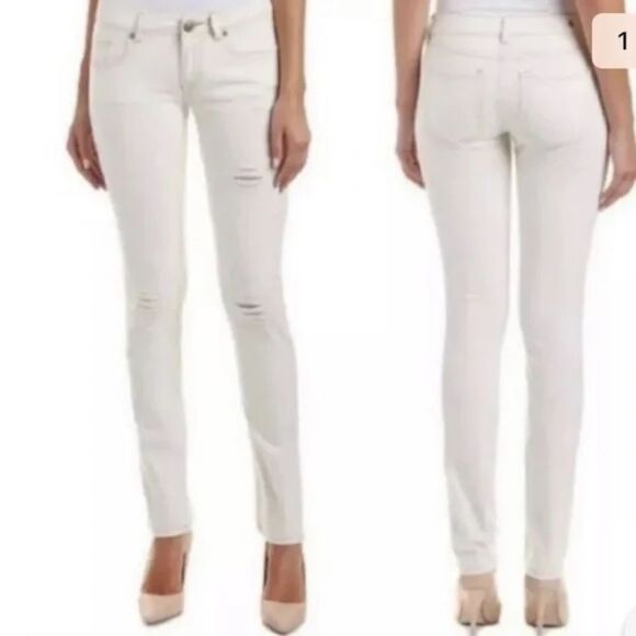 Cabi Destructed Slim Boyfriend Busted Knee Jeans Sz 4 - Picture 1 of 7